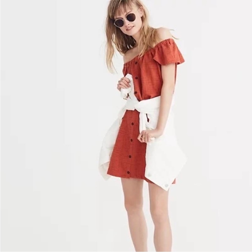 MADEWELL Texture & Thread Off The Shoulder Gauzy Dress Womens S Minimalist